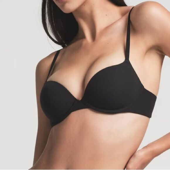 SKIMS Fits Everybody Push-up Bra 32B Black NWT IN PACKAGE - Picture 2 of 6